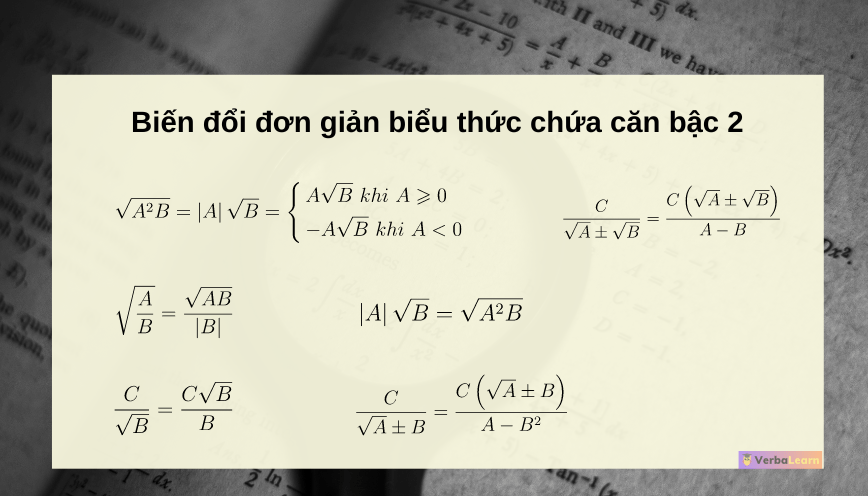 Biến đổi đơn giản biểu thức chứa căn bậc 2