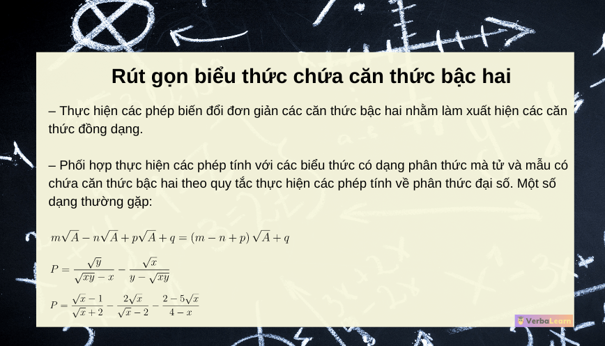 Rút gọn biểu thức chứa căn bậc hai