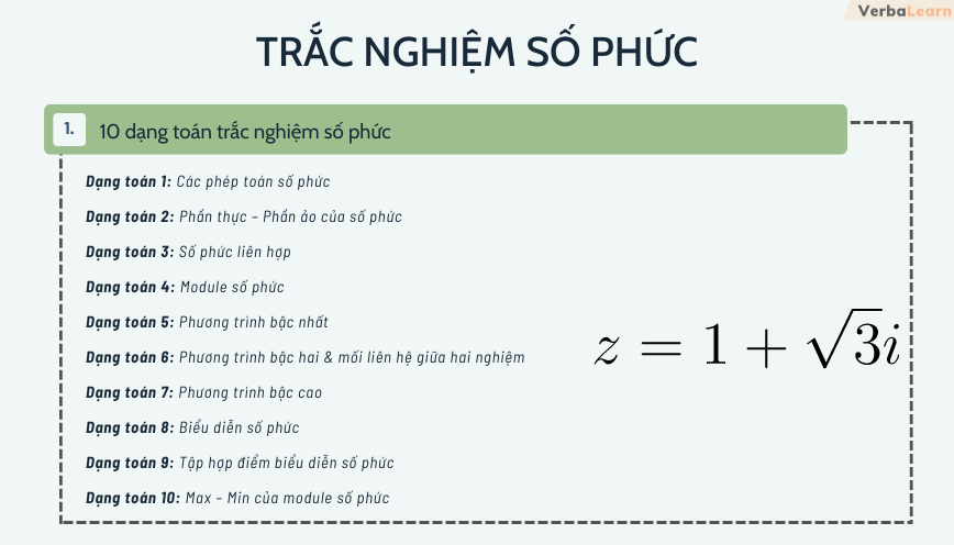 10 dạng toán trắc nghiệm số phức