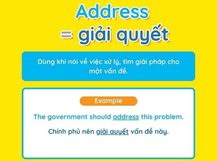 Address có thể dùng thay get down to khi nói về hành động giải quyết vấn đề gì đó, dùng trong văn viết