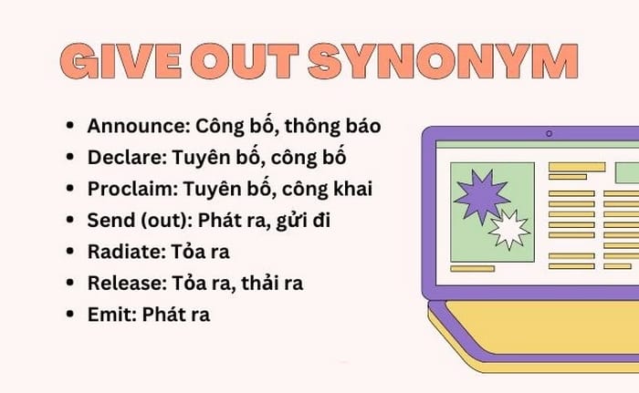 Một số từ đồng nghĩa với Give out