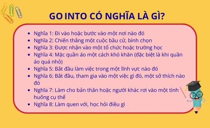 Các ý nghĩa chính của cụm động từ Go into