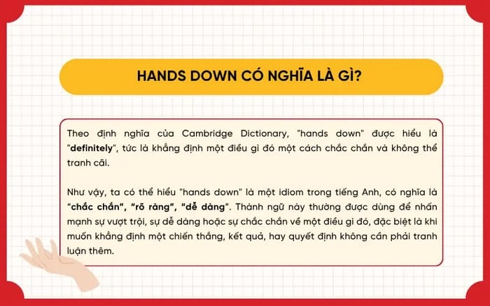 Ý nghĩa của cụm động từ Hand down