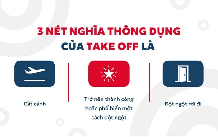 Take off cũng có thể dùng để nói đến sự phát triển, thành công của cá nhân, doanh nghiệp, thương hiệu,...