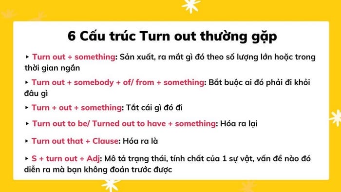 Tổng hợp 6 cấu trúc với Turn out