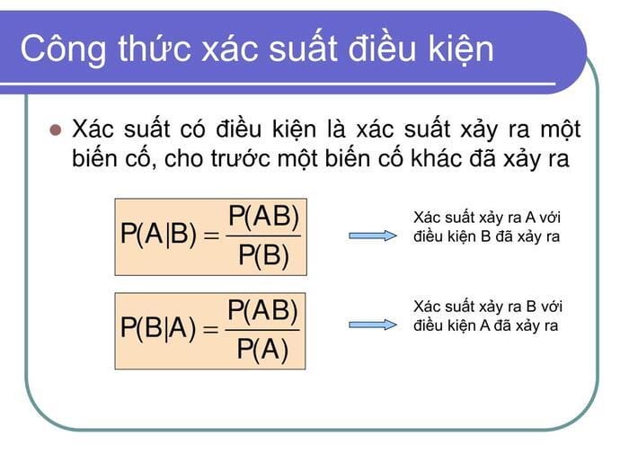 Công thức cần nhớ khi làm các bài tập xác suất có điều kiện