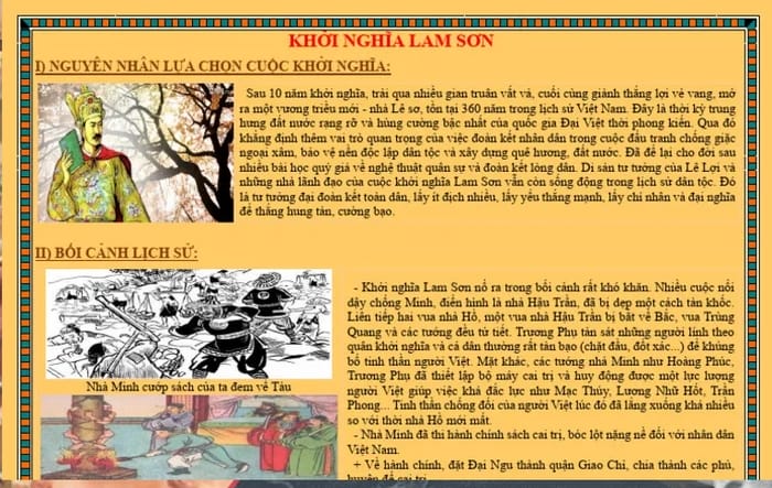 Cuộc khởi nghĩa Lam Sơn chống quân Minh thành công đã mở ra triều đại mới – nhà Lê Sơ
