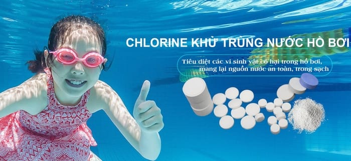 Chất thường được dùng nhất để khử trùng nước bể bơi là Clo