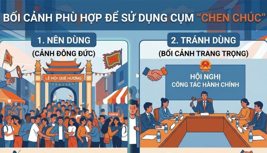 Bối cảnh phù hợp để sử dụng cụm “chen chúc”