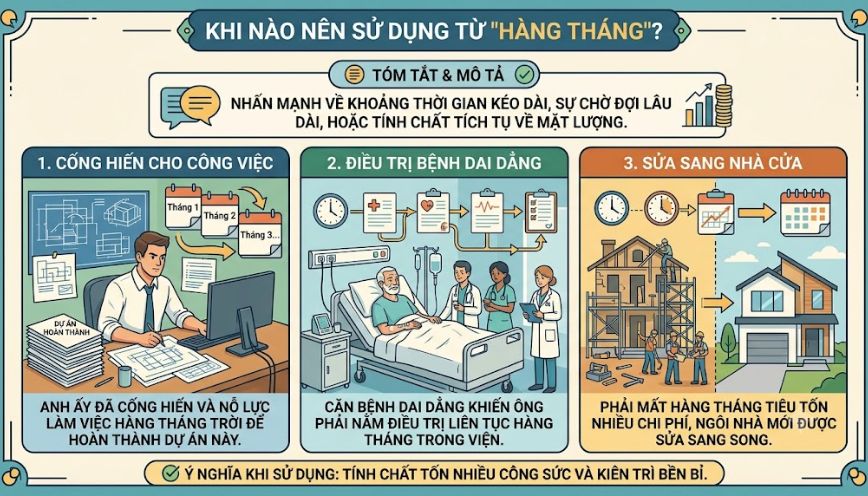 Trường hợp nên sử dụng từ “hàng tháng” trong thực tế