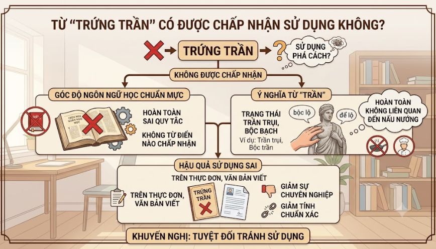 Từ “trứng trần” không được chấp nhận sử dụng trong thực tế