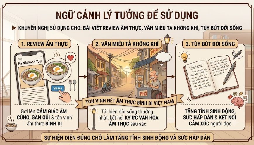 Ngữ cảnh phù hợp để dùng từ “trứng chần”